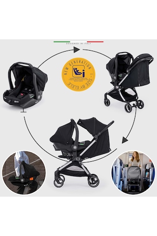 Elele Pilota Premium Kabin Tipi Travel Sistem Bebek Arabası Siyah