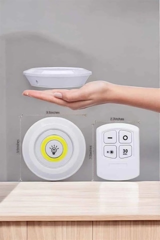 Bfs Led Lamba 3'lü Uzaktan Kumandalı Yapışkanlı Beyaz Işık Çok Renkli