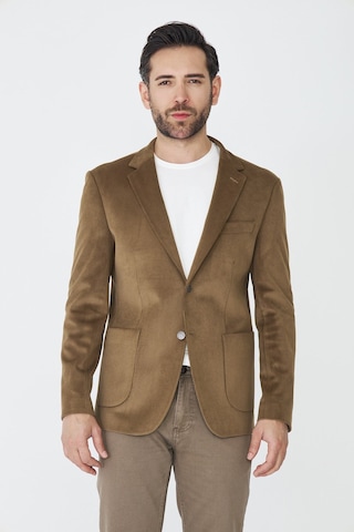 Kahverengi Fitilli Kadife Slim Fit Blazer Ceket Kahve