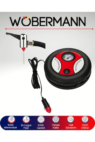 Wöbermann 12v Çift Silindirli Otomatik Hava Kompresörü Pompa 260 Psı Taşınabilir Araç Lastik Şişirici