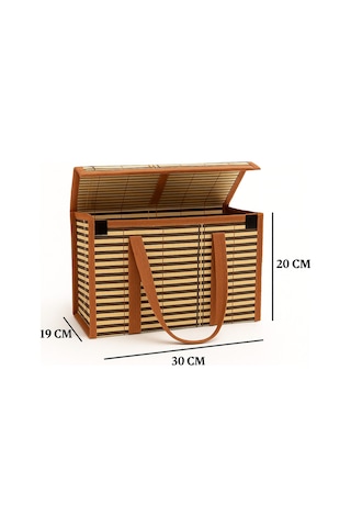 Bambu Desenli Kapaklı Saklama Kutusu Seti 30x20x19 Cm Karışık Renk