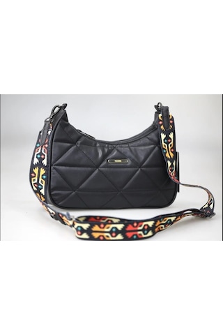 Guard Leather Kapitone Kadın Omuz Çantası + Renkli Kartlık siyah