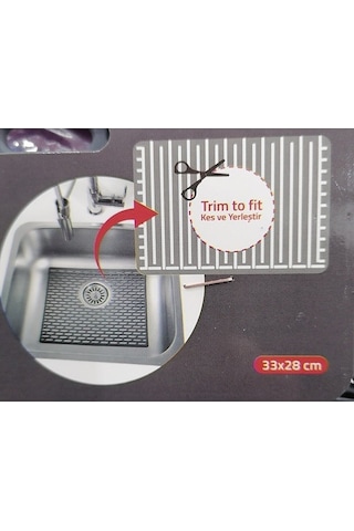 Mainshop Dikdörtgen Silikon Lavabo Buzluk Matı 33x28 Cm Antrasit Renk 1 Adet