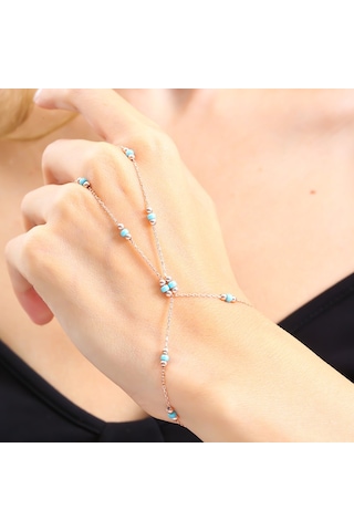 Turkuaz Boncuk Detay Rose Renk Gümüş Şahmeran Rose Gold