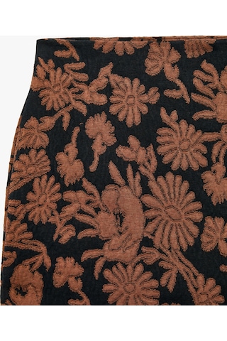 Koton Slim Fit Çiçek Desenli Mini Etek Siyah Desenli 7wak70007pk