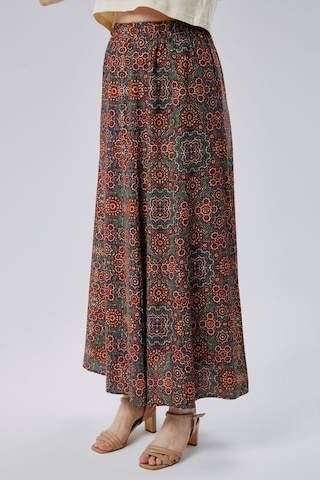 Nurören Viskon Kumaş 8 Parça Uzun Kadın Etek- Turuncu Turuncu