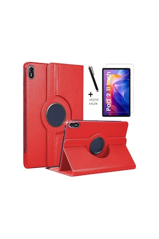 Xiaomi Redmi Pad 2 11 Inç Tablet Kılıf 360 Döner Deri Standlı Kapak Ekran Koruyucu Ve Kalem Set