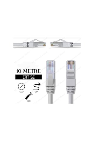 Cat5E Yüksek Hızlı Gigabit Ethernet Ağ Lan Kablosu 10 Metre