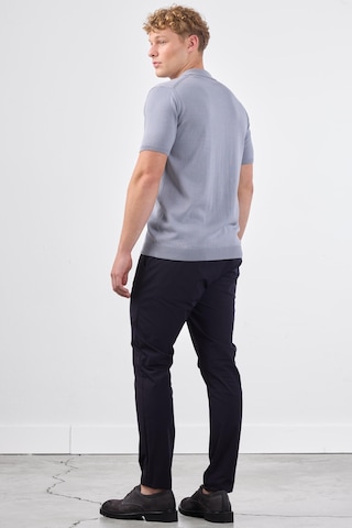 Dufy Gri Polo Fermuar Yaka Düz Kısa Kollu Slim Fit Erkek Triko Gri