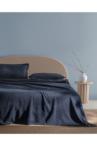 Madame Coco Chantal Tek Kişilik %100 Pamuk Yatak Örtüsü - Lacivert Lacivert