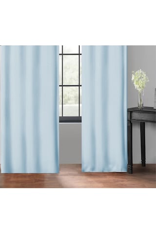 Taç Soft Açık Mavi Fon Perde Mavi