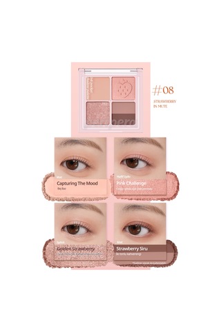 Mat, Parıltılı Tonlarda 5'li Far Paleti Perıpera Ink Pocket Shadow Palette 08 Strawberry In Mute 66478978