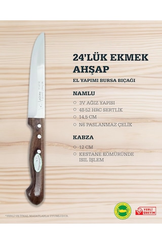 Mithat Şakir 24'lük Ekmek Ve Salata Bıçağı Ahşap Mutfak Bıçağı