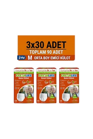 Freshlife Emici Külot Medium Beden Orta Boy Hasta Bezi 90 Adet 3x30 Paket M
