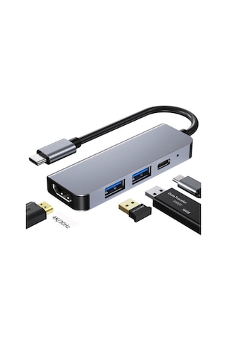 4 İn 1 Type-c To Hdmi 4k Usb 3.0 Dönüştürücü Adaptör