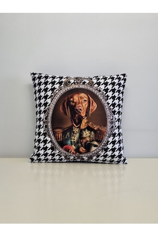 Vizsla Kral Köpek Kaz Ayağı Desen Kırlent Kılıfı Renkli
