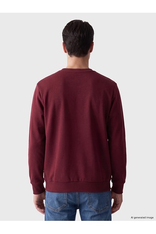 Lcwaıkıkı Classic Bordo Bisiklet Yaka Erkek Kalın Sweatshirt