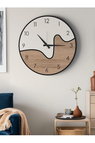 Modern Ahşap Duvar Saati Sağlam Çok Şık Ve Birarada..no:47 Çok Rekli