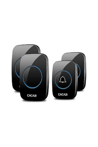 Cacazi 300 Metre 2 Buton 2 Alıcı Kablosuz Kapı Zili Siyah