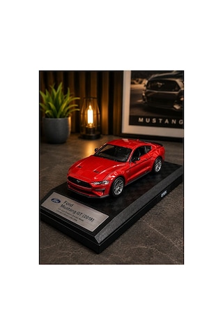 1:26 Ölçek Ford Mustang Diecast Model Araba Özel Standlı Kapıları Açılır Ford Mustang 2018 Gt Model 51532554