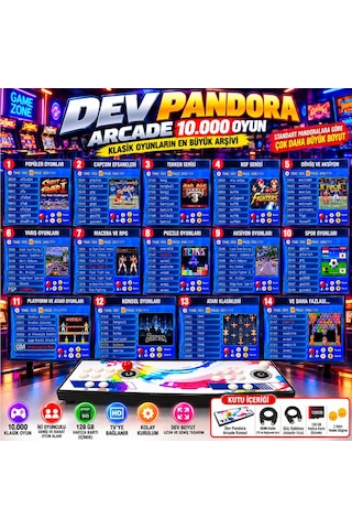Schitec Dev Pandora 10.000 Oyunlu 4khd 3d Retro Arcade Tv Oyun Konsolu