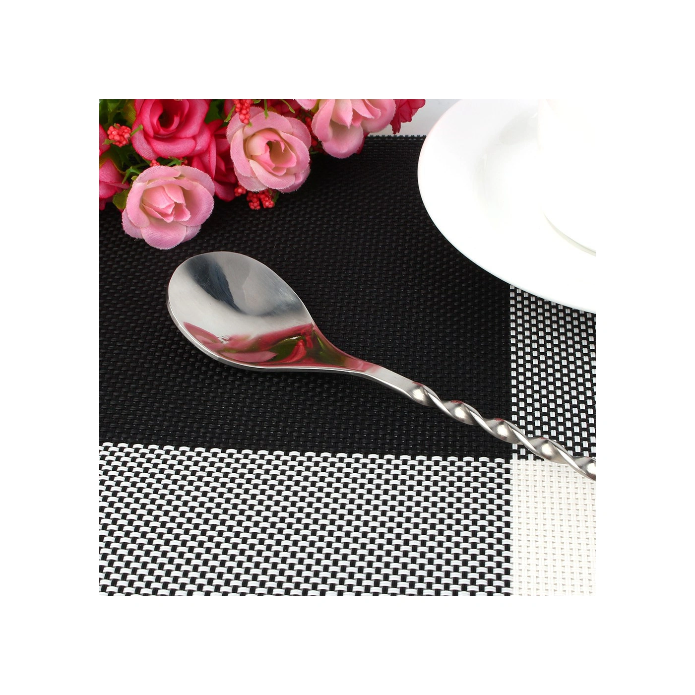 Hangfox Paslanmaz Çelik Kokteyl Karıştırıcı Kaşık - Uzun Gövde, Katmanlı İçecekler İçin, Malzeme Ezme Ucu, Yıkama Makinesine Uygun Diğer