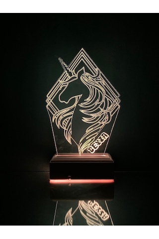 Kişiye Özel 3D Unicorn, Kız Çocuğuna Hediye Masaüstü Led Lamba