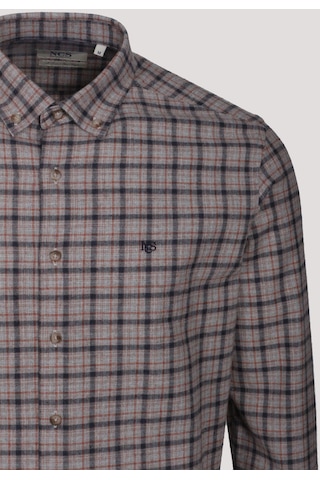 Erkek Gömlek Kiremit Uzun Kol Ekose Kareli Flanel Yün Tuşeli Slim Fit Düğmeli Yaka Shirt Ncs Jeans 7270-kiremit Kiremit