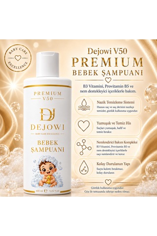 Dejowi V50 Premium Nem ve Vitamin Destekli Hassas Bebek Şampuanı 400 Ml