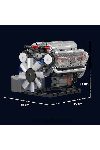 Mould King 10088 Motorlu V8 Motor Yapım Seti 535 Parça