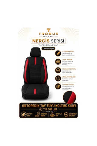 Ford Connect 2004-2010 Uyumlu Nergis Serisi Ortopedik Tay Tüyü Ticari 2+1 Oto Koltuk Kılıfı Kırmızı