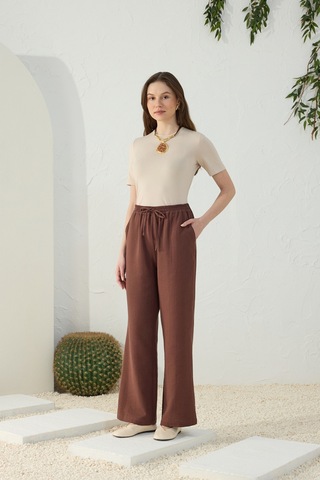 Aker Kahverengi Beli Lastikli Pijama Altı Kahverengi Kahverengi