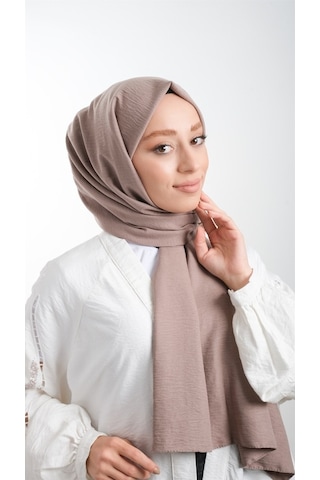 Hürrem Bone 202105_10 Pamuk Düz Klasik Caz Şal Vizon