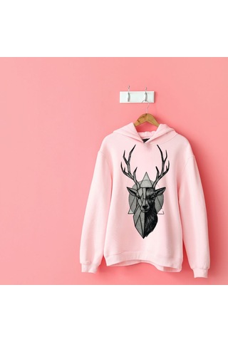 Deer Kadın Sweatshırt Pembe Renk Pembe