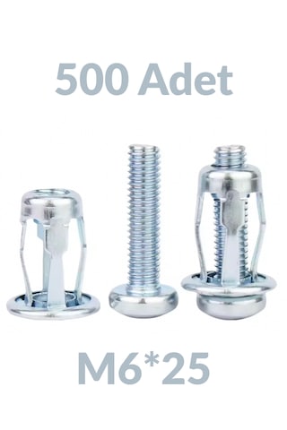 M6x25 500 Adet Sac Arkası Açılır Somun Çiçek Perçin Somunu - Kriko Ankraj Fener Tipi Genleşme Vidası M6