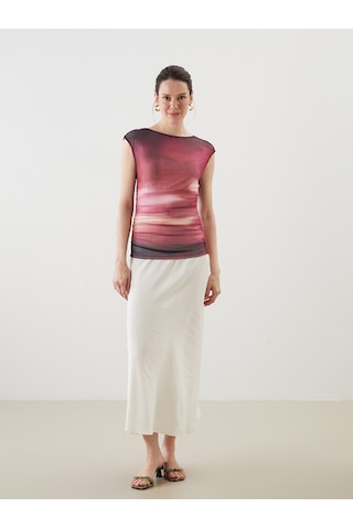 Lcwaıkıkı Classic Pembe Kayık Yaka Batik Desenli Kadın Body
