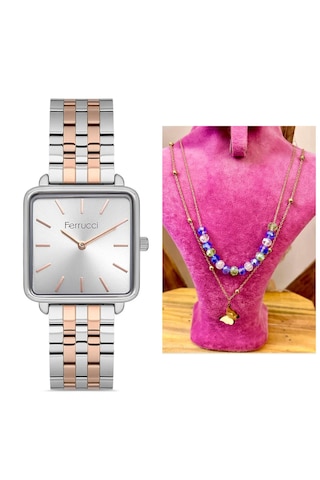 Ferrucci Fcf32786 Kare Kadran Çelik Kordon Vintage Model Kadın Kol Saati Gümüş
