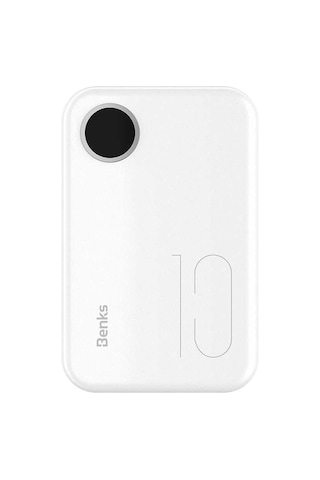 Benks PB10 10000 mAh Powerbank Dijital Göstergeli Taşınabilir Mini Şarj Cihazı - ZORE-218119 Beyaz