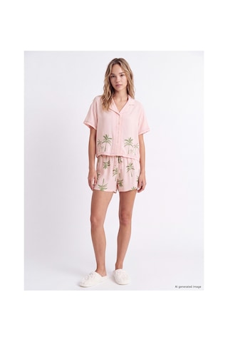 Lcw Dream Pembe Desenli Kadın Şortlu Pijama Takım