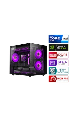 Xaser KRATOS X20 Ultra 5 225F 16 GB 1 TB M.2 NVMe SSD 8 GB RTX5060 Free Dos Masaüstü Oyuncu Bilgisayarı