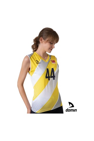 Hnc Sport Kadın Özel Likralı Kumaştan Tek Üst Voleybol Forması Sarı