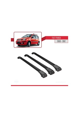 Fiat Panda 2003-2012 Arası İle Uyumlu Ace-1 Ara Atkı Tavan Barı Siyah 3 Adet Bar