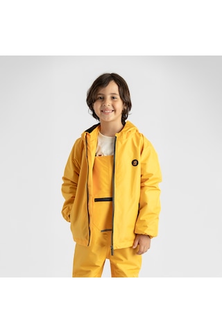 Ligenne Su Geçirmez Çocuk Yağmur Montu Polar Astarlı Kapüşonlu Çocuk Yağmurluk Pure Mustard Sarı