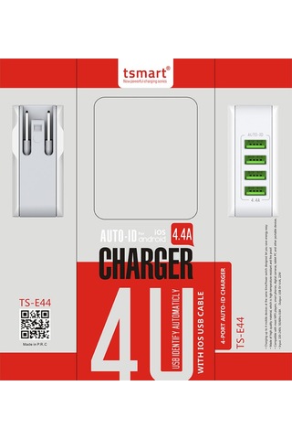 Tsmart iphone Uyumlu Şarj Kablolu 4 Usb Seyahat Şarj Cihazı