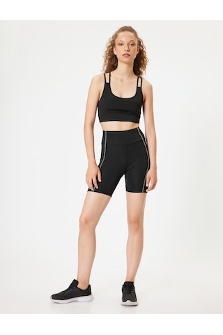 Koton Spor Biker Tayt Dikiş Detaylı Yüksek Bel Slim Fit Siyah 5wak40177nk