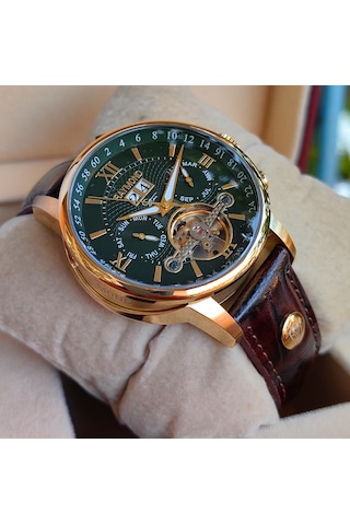 Raymond Star Serisi Yeşil Kadran Otomatik Erkek Kol Saati Altın