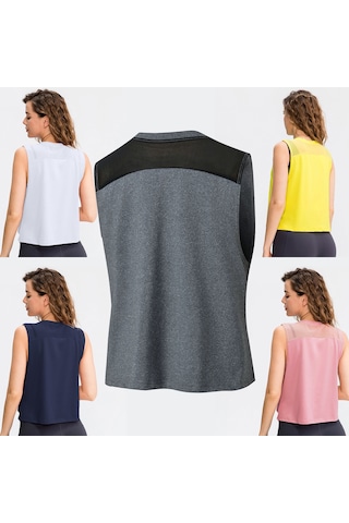 Wezone Kadınlar İçin Hızlı Kuruyan Esnek Mesh Spor Atleti - Koşu, Yoga Ve Fitness İçin Rahat Üst Giyim Sarı