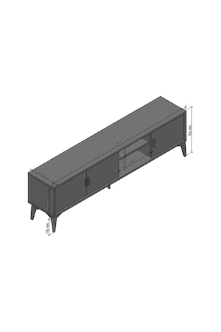Marin Tv Ünitesi Tv Sehpası 180 Cm Çizgi Desenli , Raflı , Ceviz