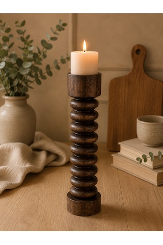 Doğal Ahşap Şamdan El Yapımı, Rustik Dekoratif Mumluk Modern Tekli 23 Cm Kahverengi Doğal Ahşap Şamdan El Yapımı, Rustik Dekoratif Mumluk Modern Tekli 23 Cm Kahverengi