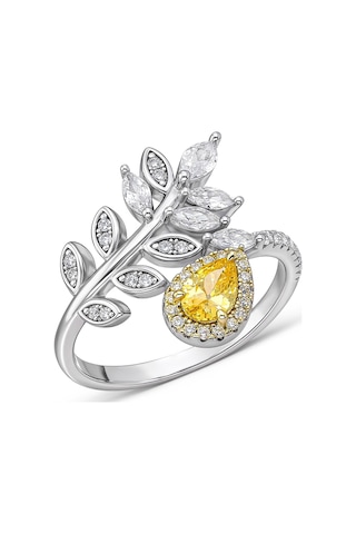 Servi 925 Ayar Gümüş Golden Leaf Yüzük-35